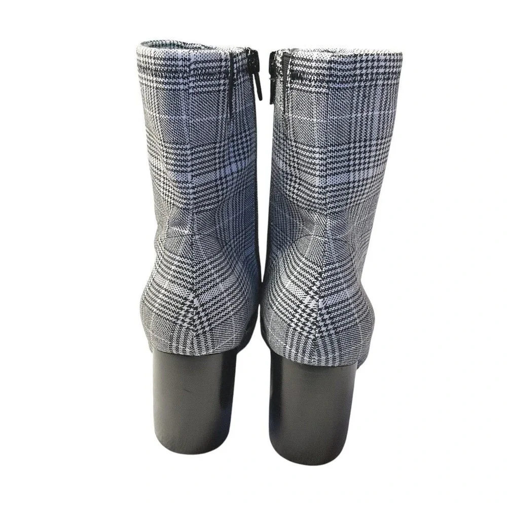 Jeffrey Campbell Glen Plaid Ankle Boot Womens 7.5 Pointed Toe Block Heel Booties